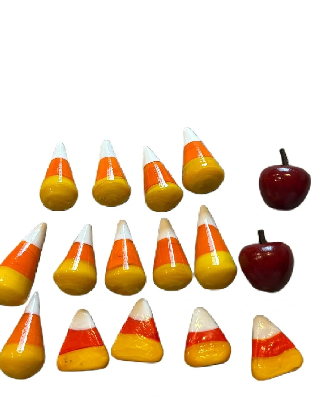 Vintage Murano Style Glass Candy Corn 14 Pieces Wood Apple Lillian Vernon